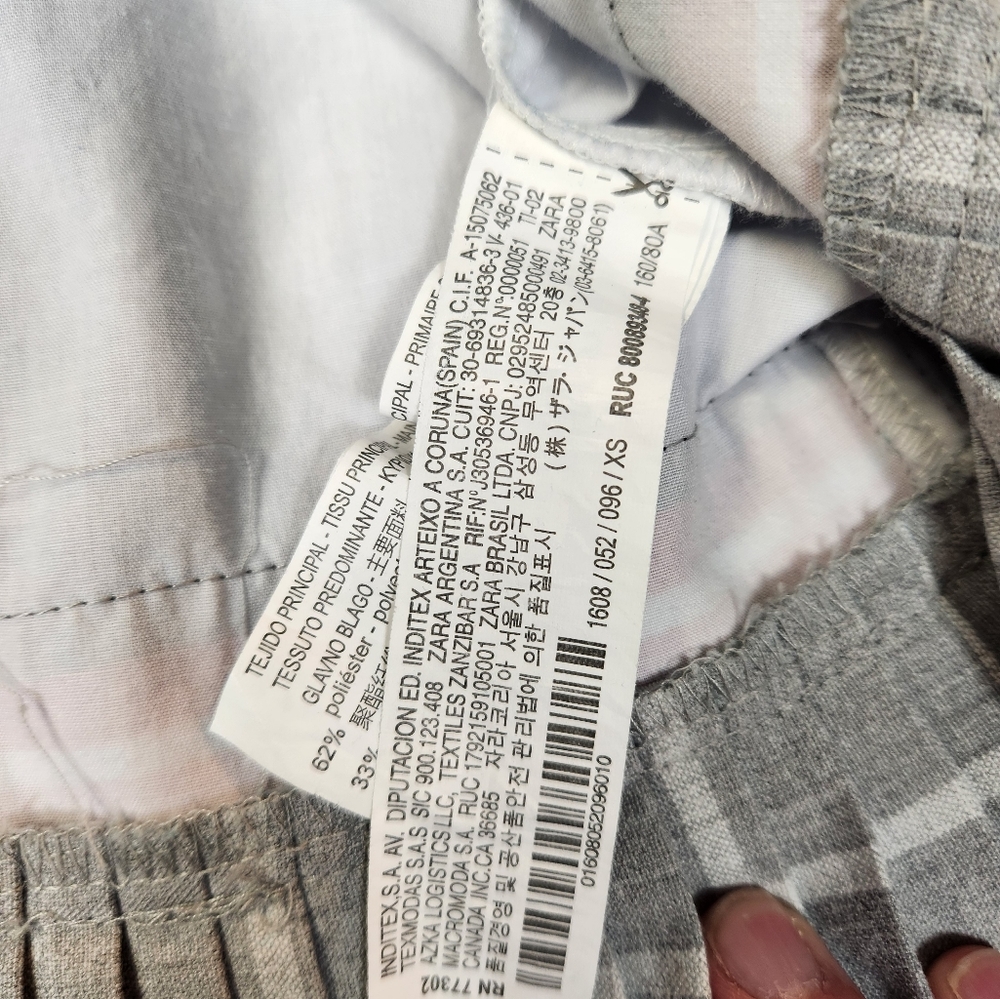 Zara Basics White Collared Button Down Gray Pleat… - image 5